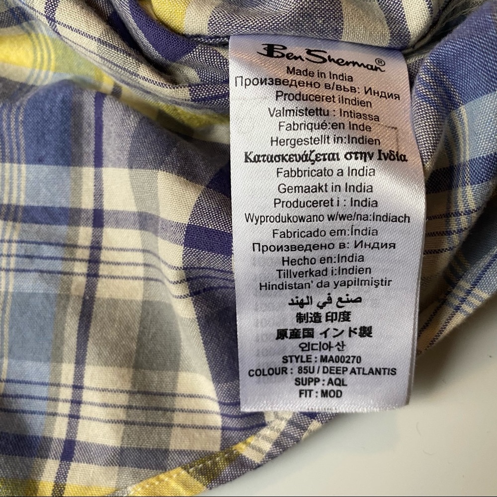 New Plectrum by Ben Sherman Men Large Blue Stripe Button Front Longsleeve Shirt - Picture 7 of 9